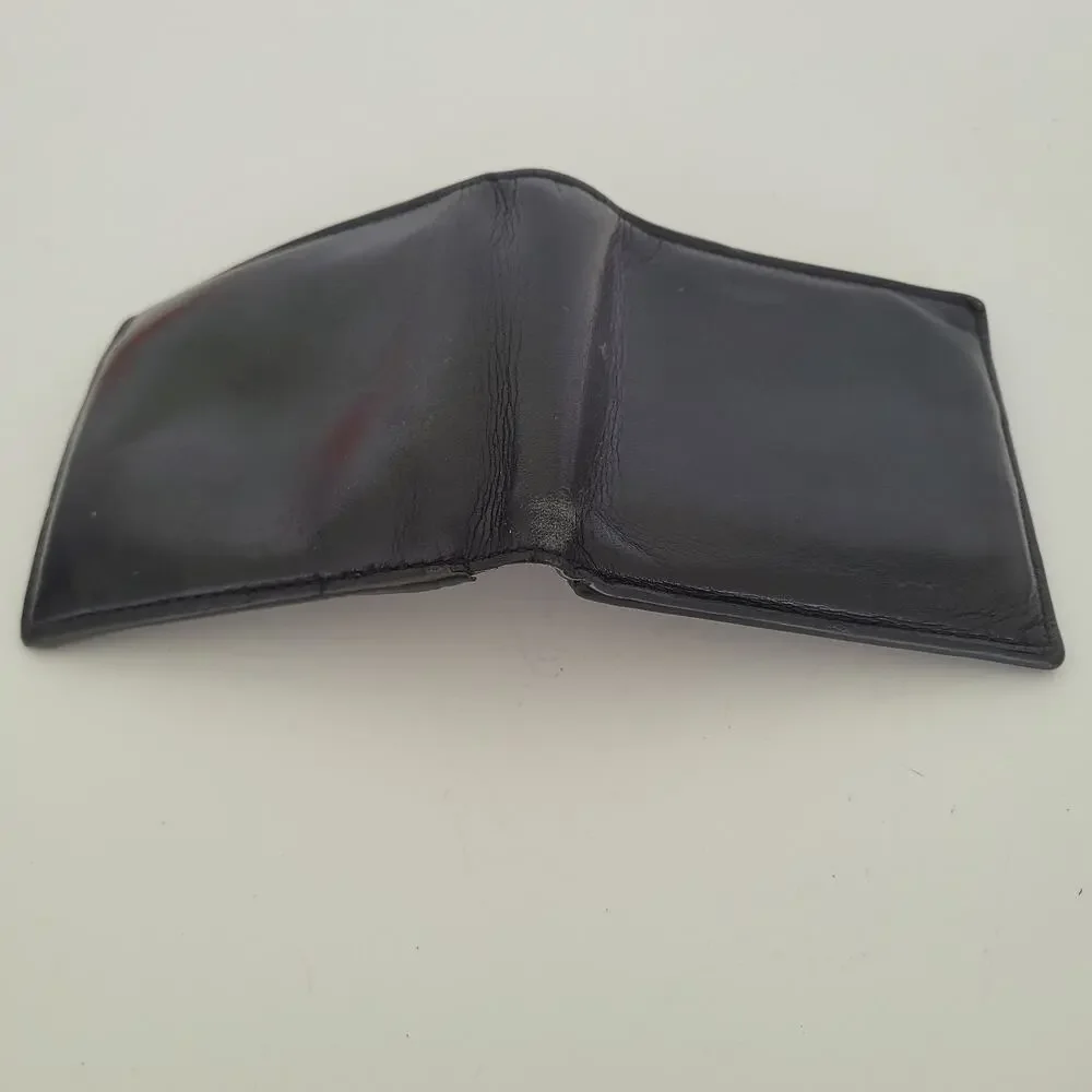 Coach Designer Mens Wallet Black Bifold Leather Folding Medium Logo Vintage